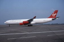 AIRCRAFT COLOUR SLIDE N3339 VIRGIN ATLANTIC AIRBUS A340 reg G-VBUS picture