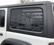 Rear Window American Flag Decal with Palm Trees Fits 2018-2026 Jeep Wrangler JL picture