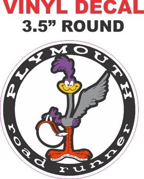 1 Plymouth Mopar Super Bird Road Runner Round Vinyl Decal - Nice and Sharp