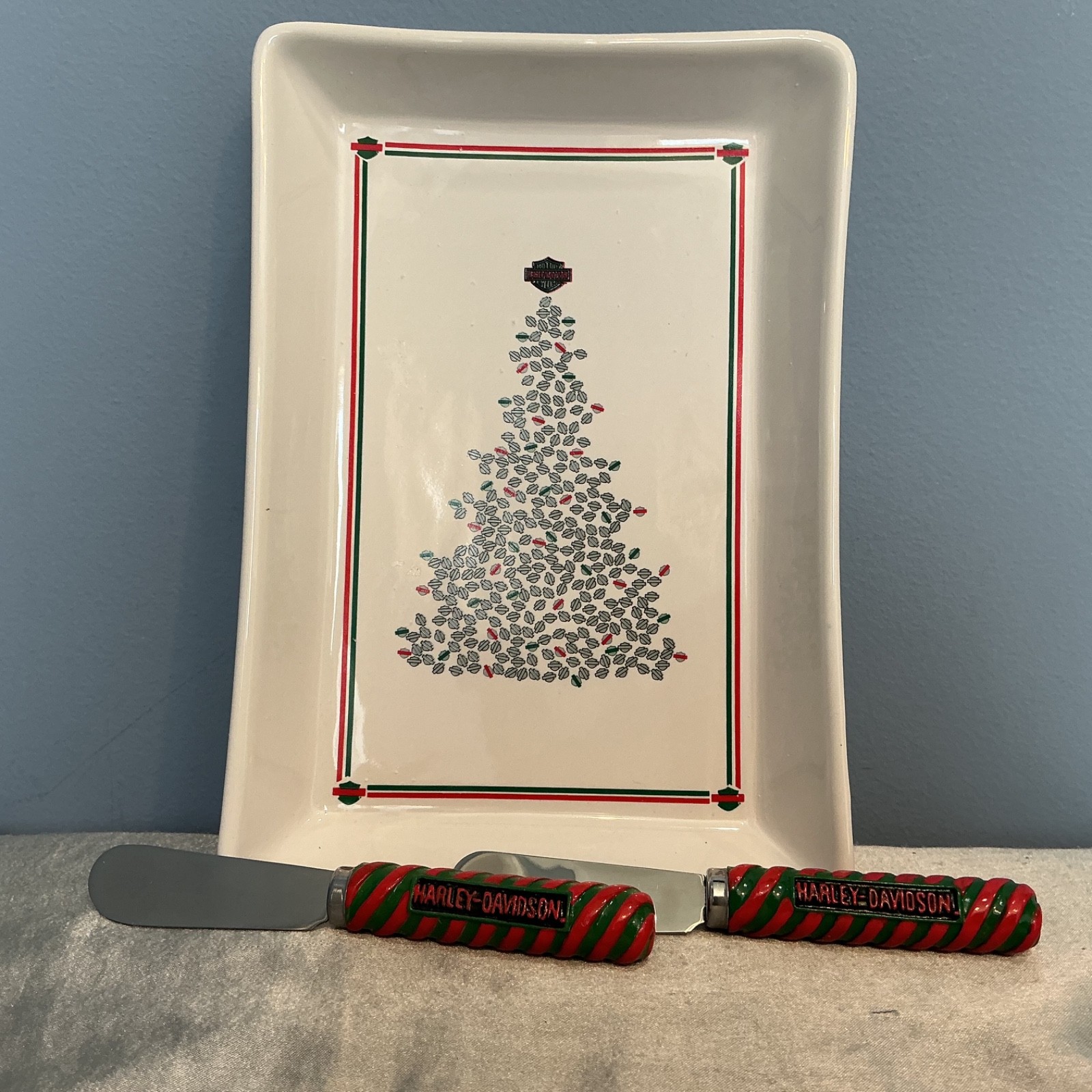 VTG 2000 harley-davidson holiday condiment tray for Christmas NIB VTG 2000 harley-davidson holiday condiment tray for Christmas NIB
