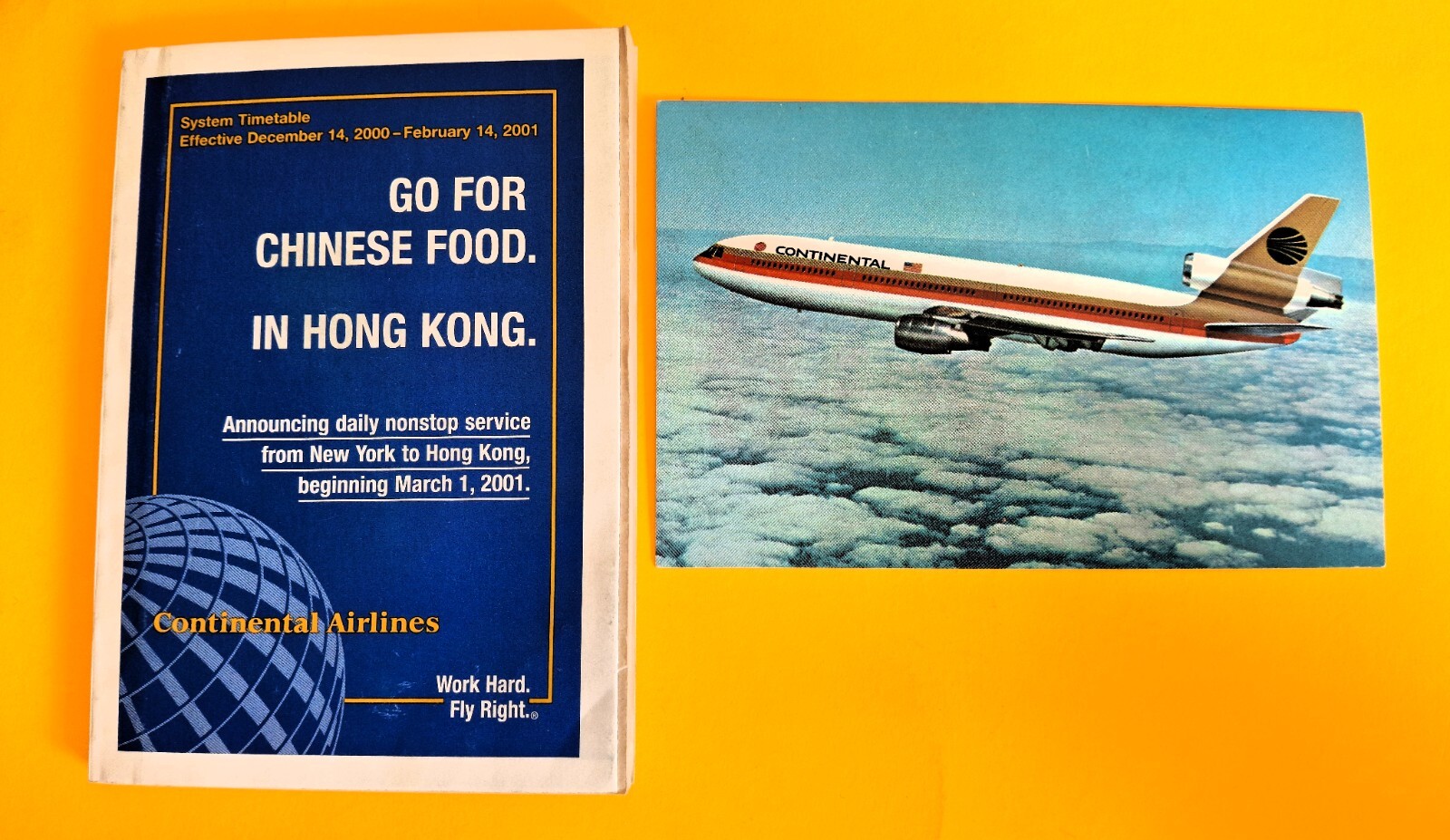 Continental Airlines System Timetable 51/2 x 4in Dec 14 2000 + a DC-10 Postcard Continental Airlines System Timetable 51/2 x 4in Dec 14 2000 + a DC-10 Postcard