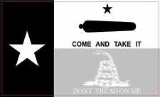 5in x 3in Black and White Gonzales Gadsden Texas Flag Vinyl Sticker Car Decal picture