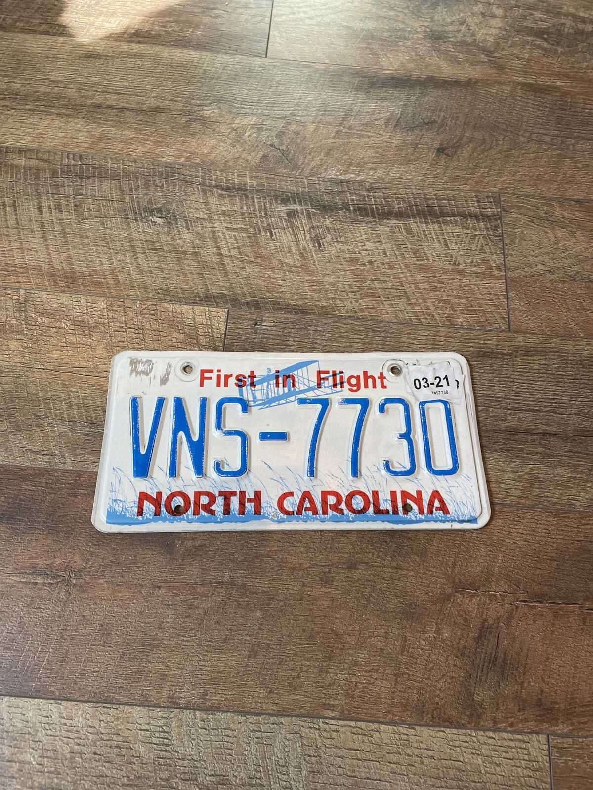 2021 North Carolina First In Flight License Plate - “VNS-7730”