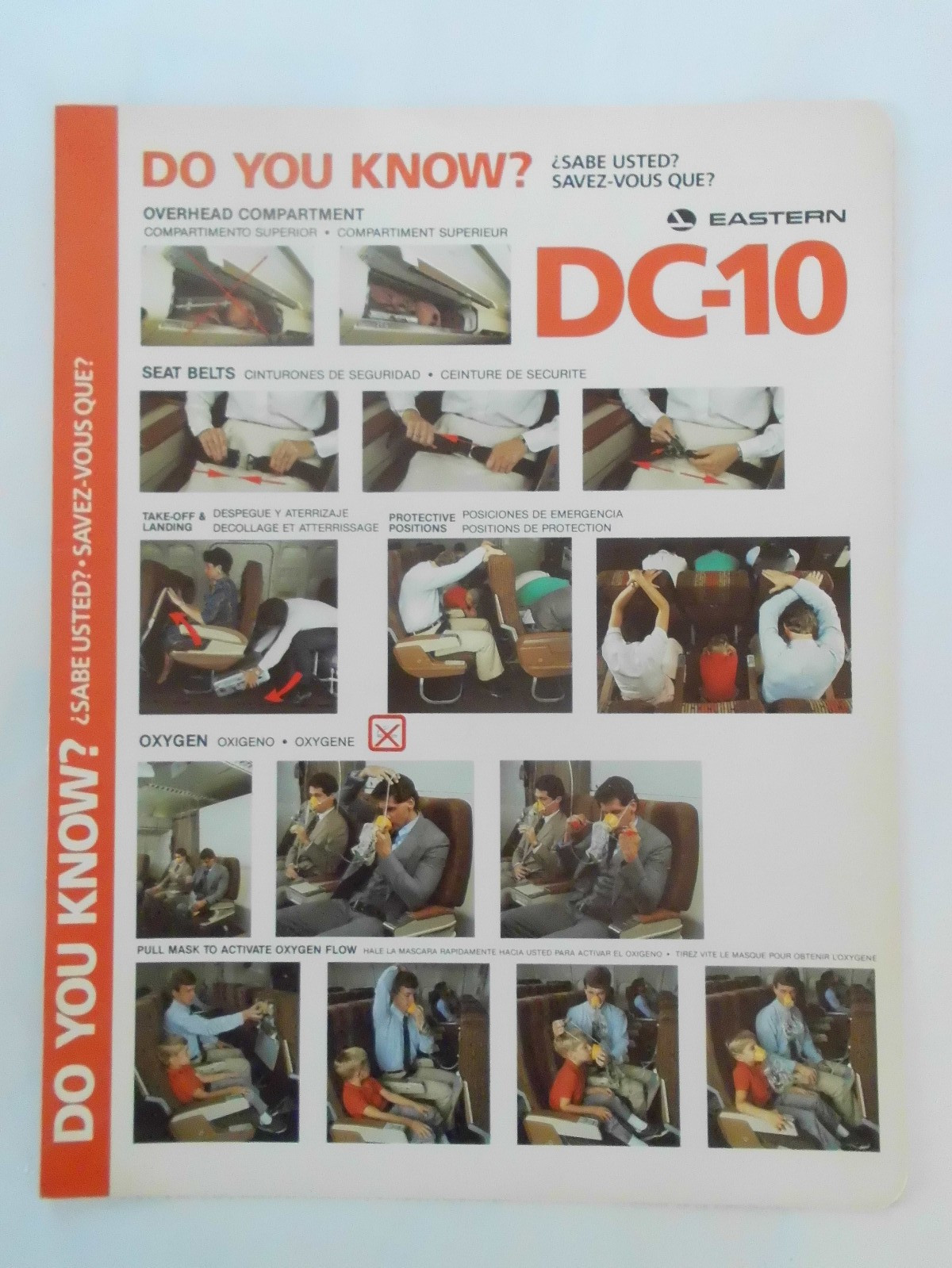 SAFETY CARD EASTERN AIRLINES DC-10