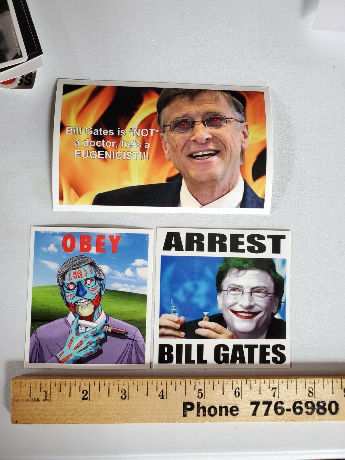 Bill Gates Sticker LOT 3 pack OBEY GREAT RESET ANTI Vaccine 💉 FINAL SOLUTION 