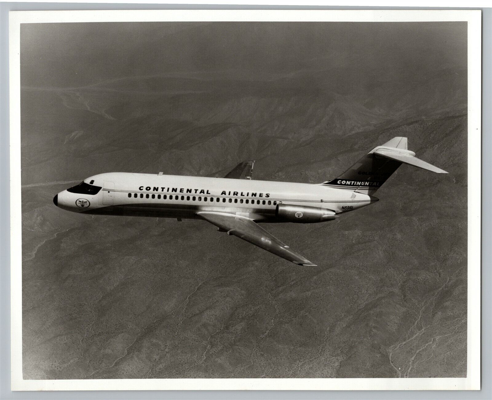 Continental Airlines Douglas DC-9 Aviation Airplane c1960s B&W Press Photo C1