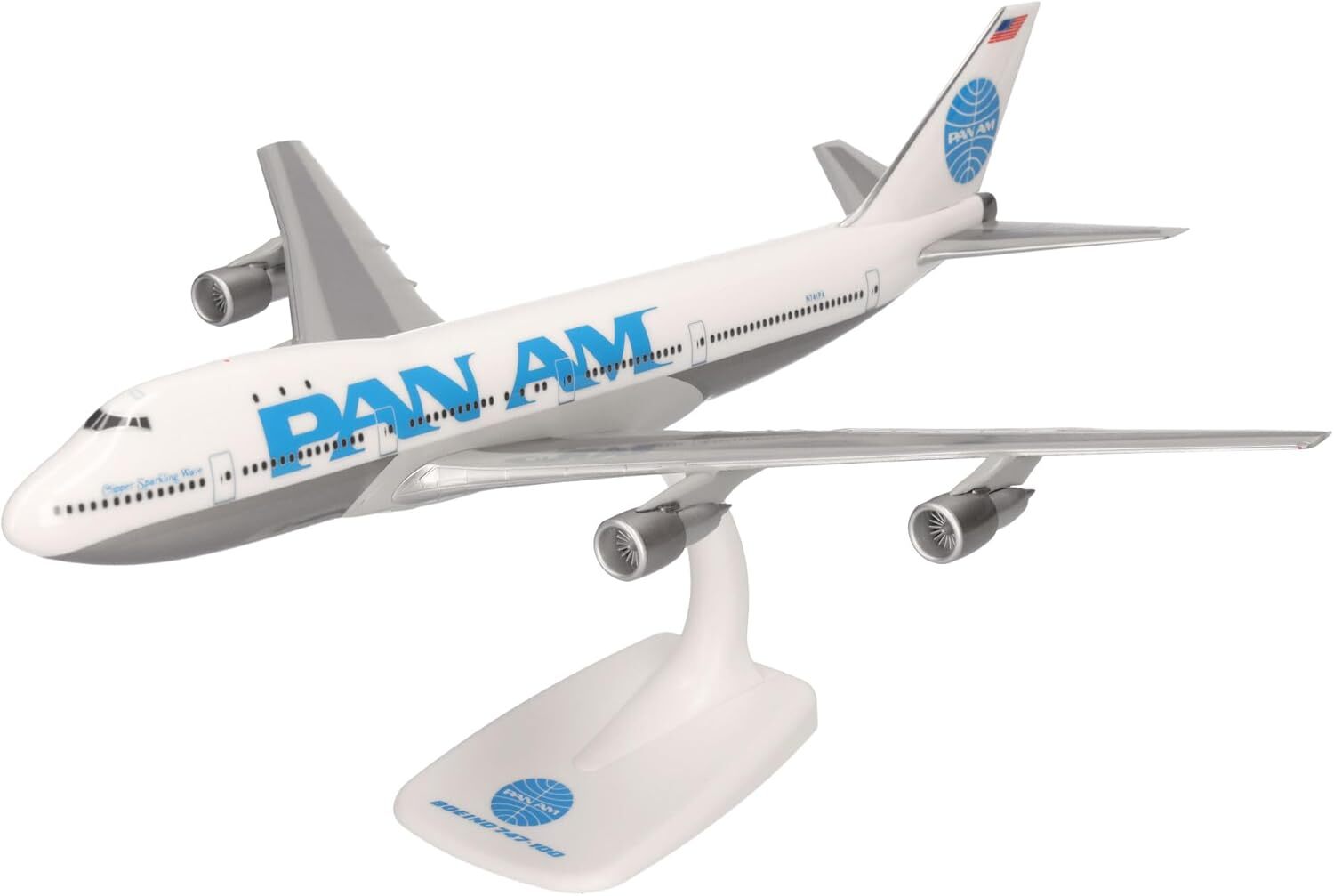 Herpa 614153 Pan Am American Boeing 747-100 N741PA Desk 1/250 Jet Model Airplane