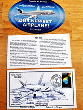 Boeing 737-900 1st Flight Cover RENTON WA 3/2000+737-900 Alaska Airlines Sticker picture