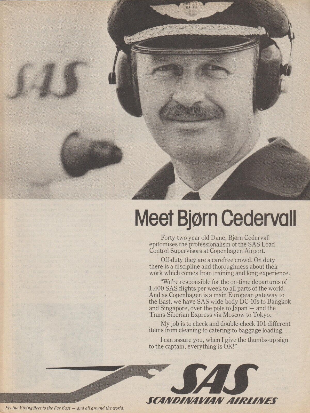 1979 SAS Scandinavian Airlines - Bjorn Cedervall Copenhagen Airport - Print Ad
