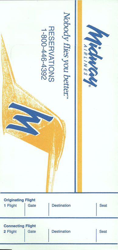 Midway Airlines ticket jacket wallet F100 tail [1041] Buy 4+ save 50%