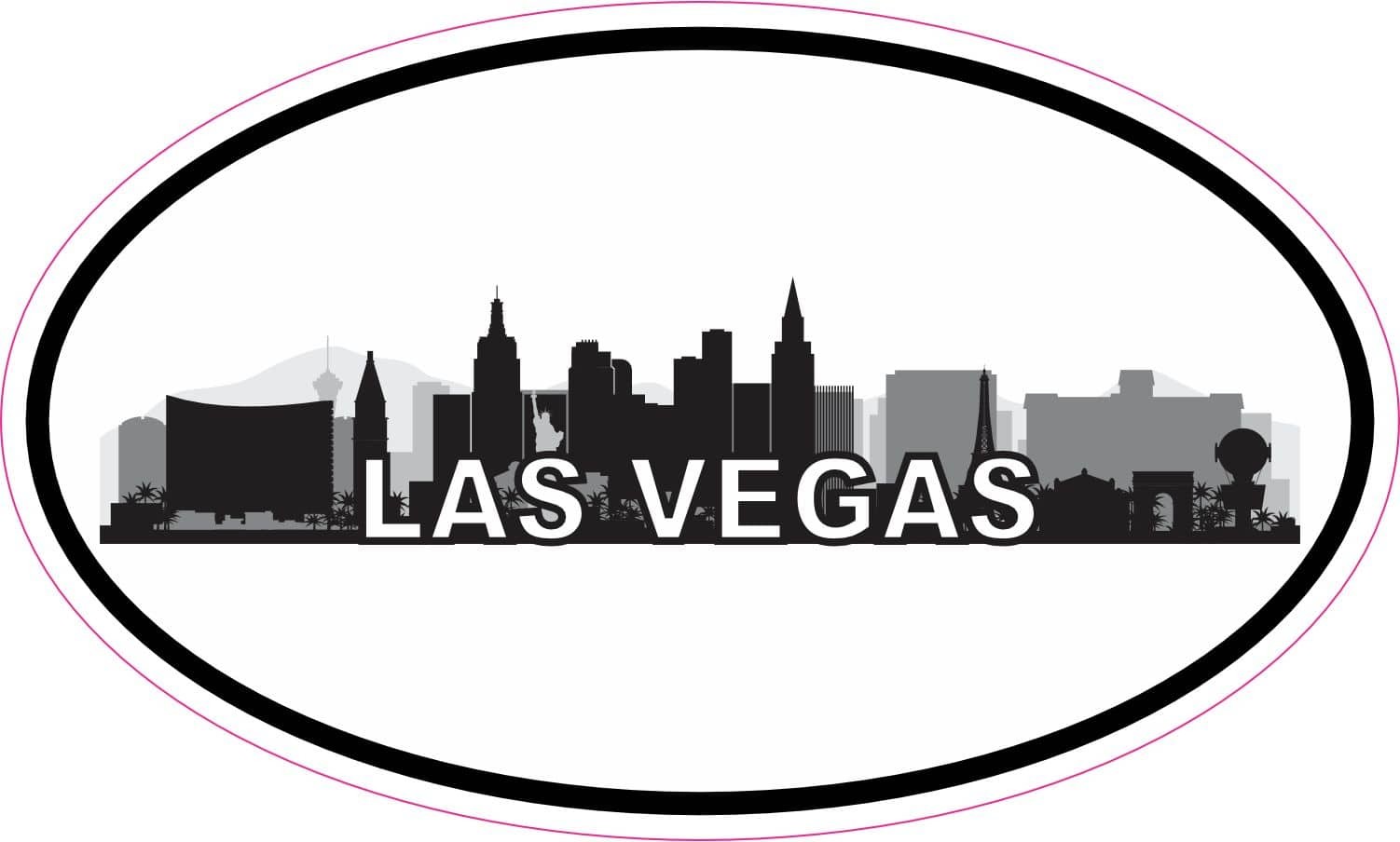 5x3 Oval Las Vegas Skyline Sticker Cup Luggage Car Window Travel Bumper Decal