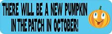 10x3 Blue New Pumpkin in the Patch Bumper Sticker Vinyl October Baby Car Decal picture