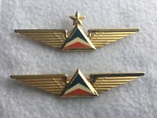 Lot of 2 Vintage Delta Airlines Pilot Wings Gold Tone Badge Pin Badge Captain? picture
