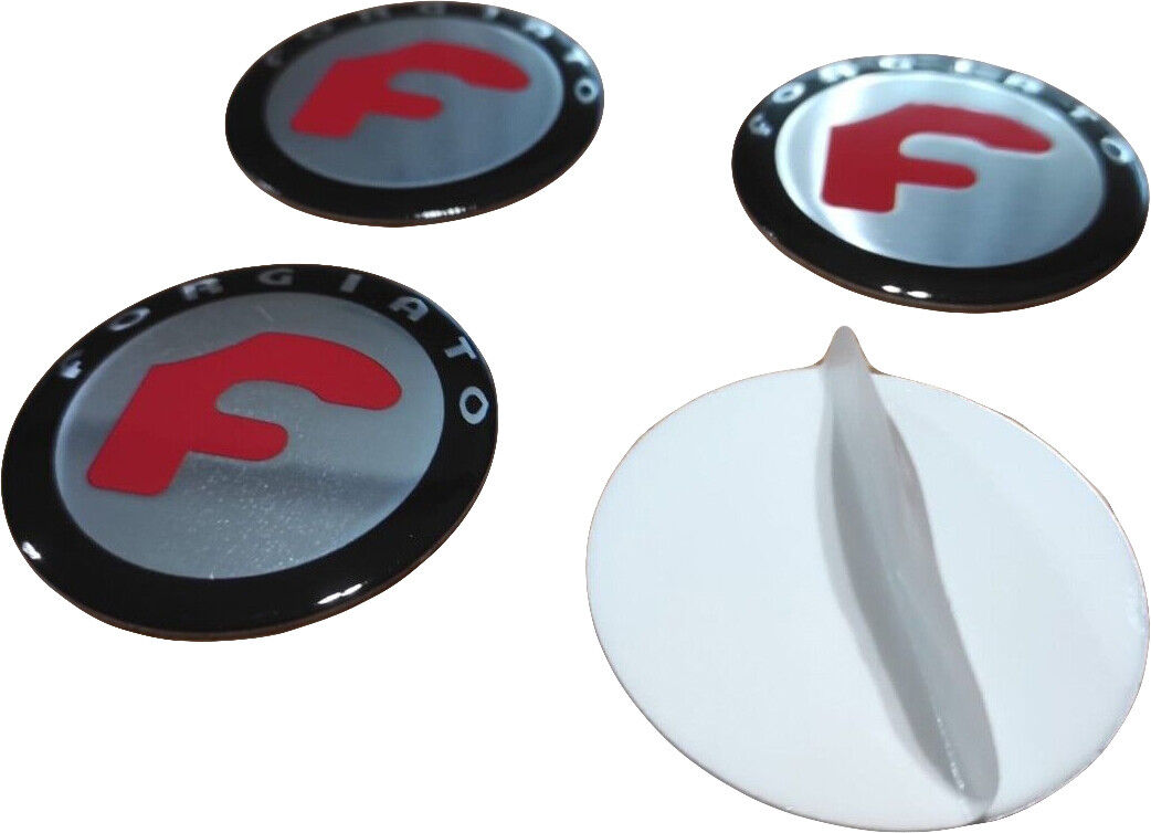 4x FORGIATO #3 Aluminum Metal Stickers Wheel Center Caps Logo Badge Rims Decal