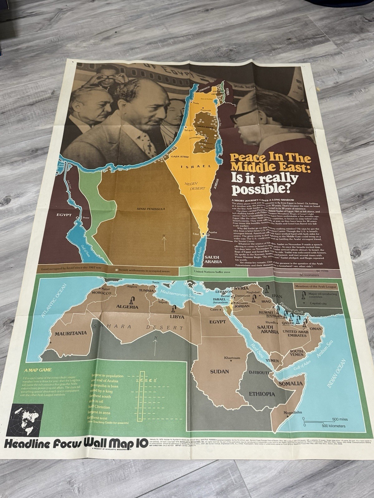 Rare Vintage Peace In Middle East? Crisis Wall Map 10 David Lindroth 1978 Rare Vintage Peace In Middle East? Crisis Wall Map 10 David Lindroth 1978