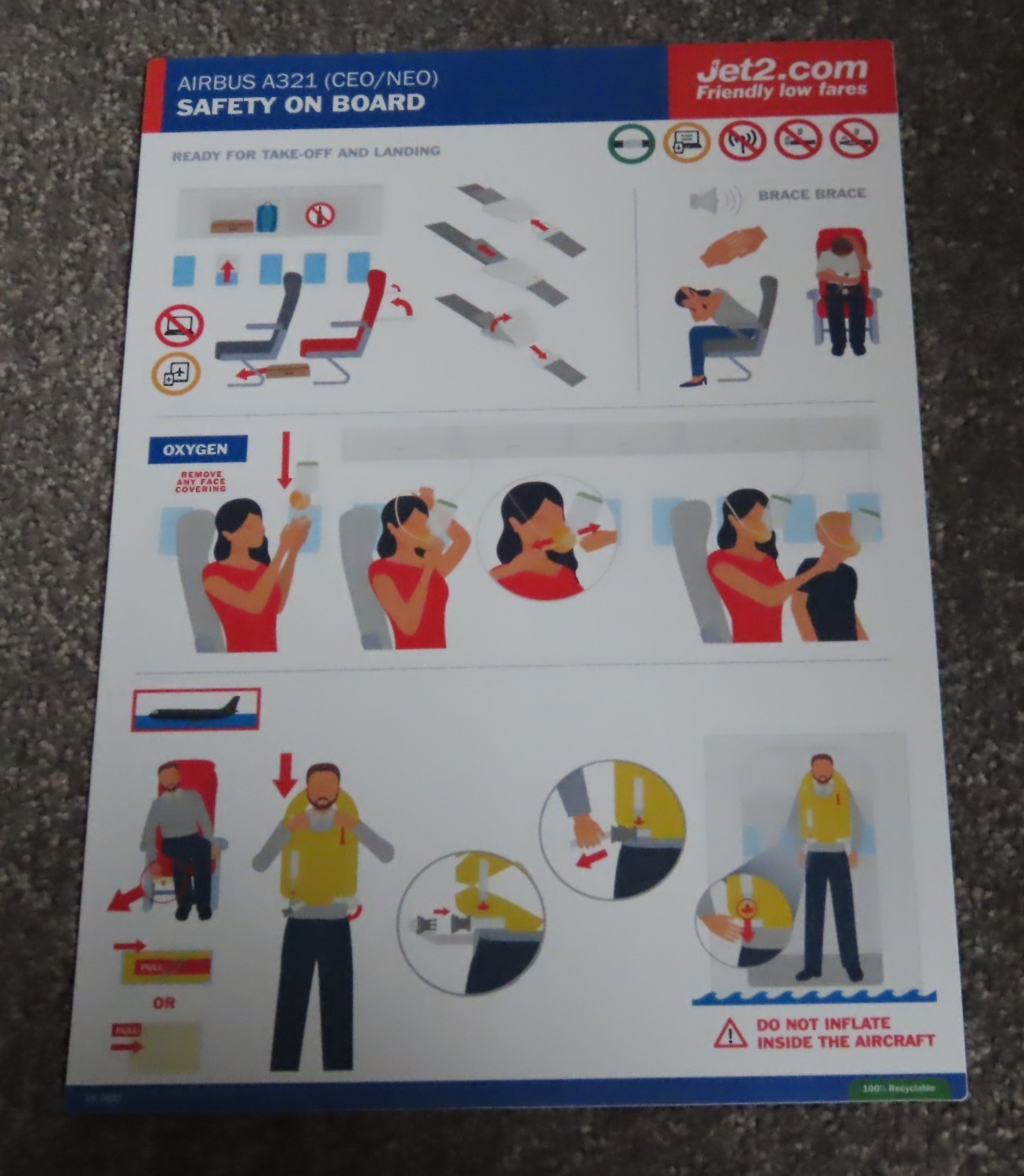 1 x Jet2 Airbus A321 (CEO/NEO) Airline Safety Card 2022 1 x Jet2 Airbus A321 (CEO/NEO) Airline Safety Card 2022